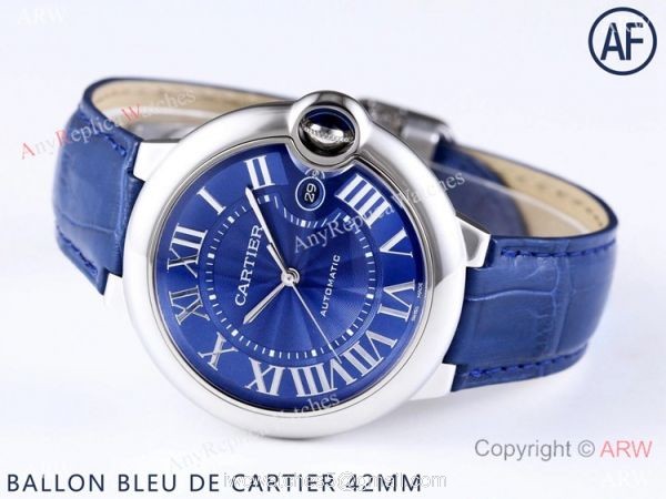 AF Swiss Grade Copy Cartier Ballon Bleu Watch 42mm Blue Dial 2
