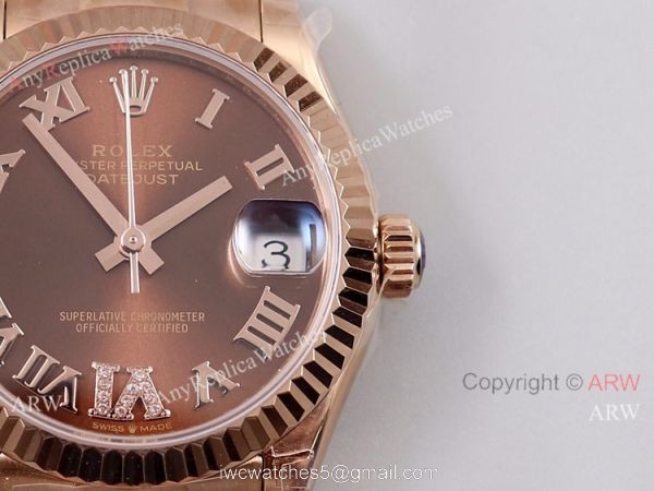 (TW) Swiss Fake Presidential Rolex Oyster Perpetual Datejust 31mm Watch Chocolate with Roman Dial 2
