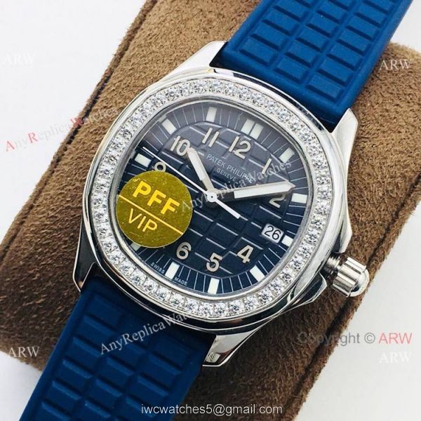 PFF Swiss Patek Philippe Aquanaut Luce Quartz Watch SS Blue Dial Lady 35.6mm 2
