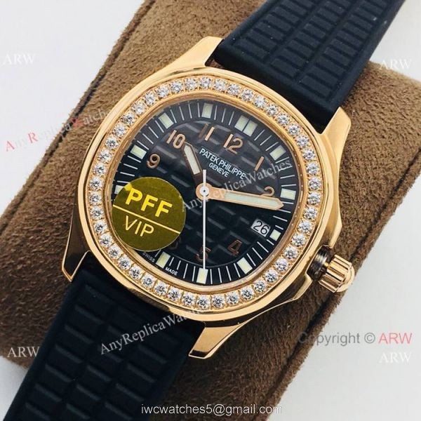 PFF Swiss Patek Philippe Aquanaut Luce Quartz Watch Rose Gold Black Dial 2