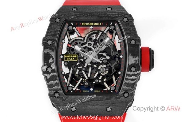Swiss 1:1 Replica Richard Mille Rafael Nadal RM35-02 Watch Red Rubber Strap 2