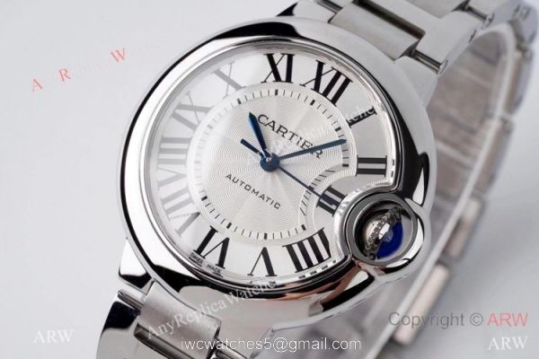 AF 1:1 Best Edition Cartier Ballon Bleu 33mm Replica Watch Stainless Steel 2
