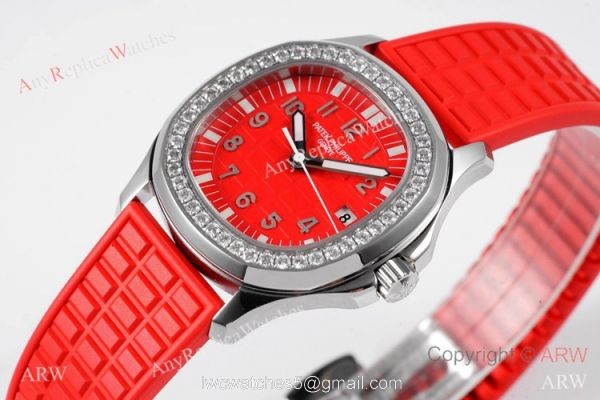 PPF Swiss Copy Patek Philippe Aquanaut Luce Quartz Watch Red Dial 2