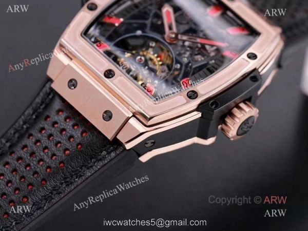 Best Replica Hulot Masterpiece Rose Gold Tourbillon Skeleton Watch Hand-Winding Movement 2
