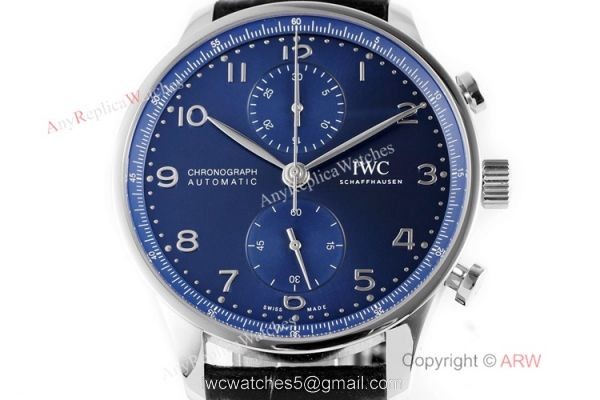 New! Swiss Replica IWC Schaffhausen Portugieser Chronograph Watch Blue Dial 2