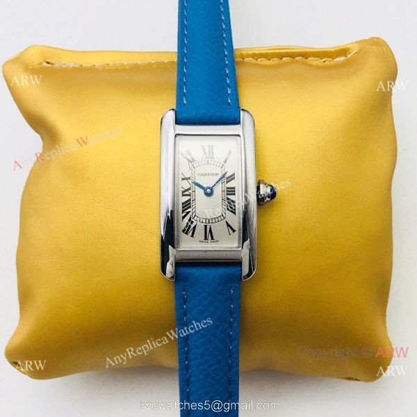 Swiss Replica Cartier Tank Americaine Lady Watches SS White Face 2