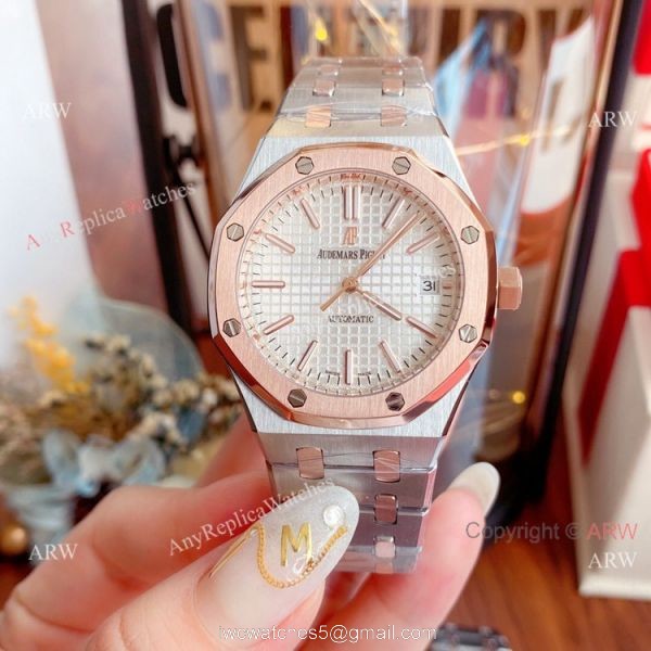 New Replica Audemars Piguet Royal Oak 37mm Lady Watch 2-Tone Rose Gold 2