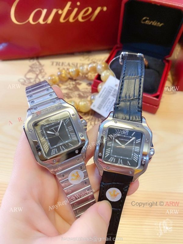 2020 NEW! Copy Cartier Santos de Large Quartz Watch Grey Dial 2