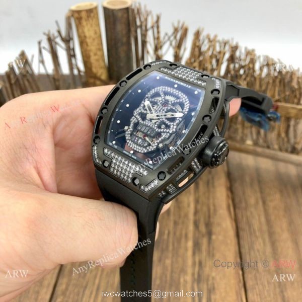 Luxury Replica Richard Mille Skull RM52-01 Watch Black Diamond 2