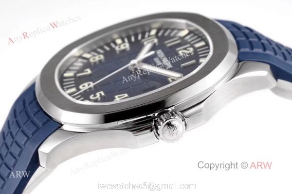 (ZF) Swiss 324 Patek Philippe Aquanaut 5168 Blue Dial Blue Rubber Strap Men Watch Replica 2