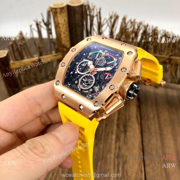 Japan Grade Richard Mille Rose Gold Chronograph Watch 50mm 2
