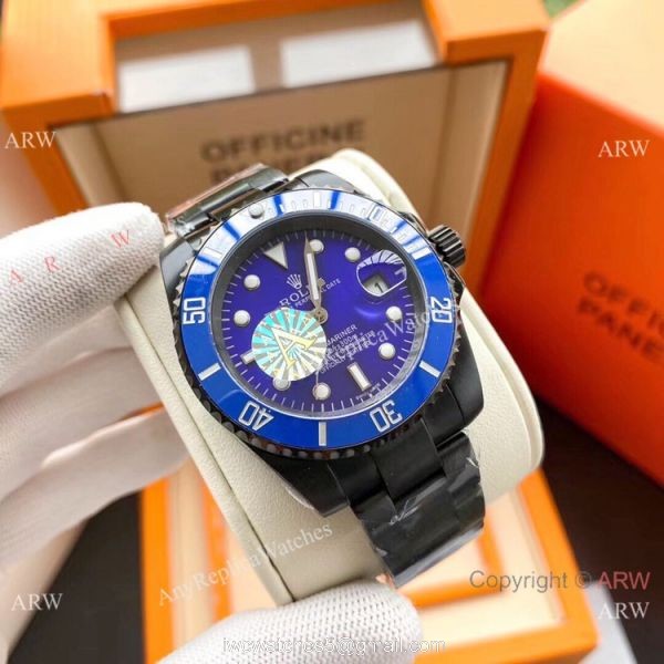 Copy Rolex Submariner Black Steel Green Dial Watch Low Price 2