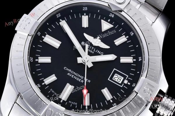 (GF) High Quality Replica Breitling Avenger 43mm Black Dial Stainless Steel Asia 2824 Watch 2