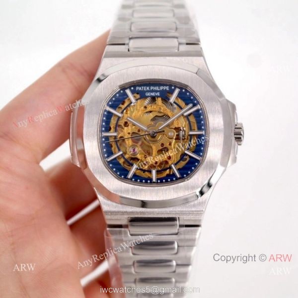 Copy Patek Philippe Skeleton Nautilus Watches Stainless Steel 2