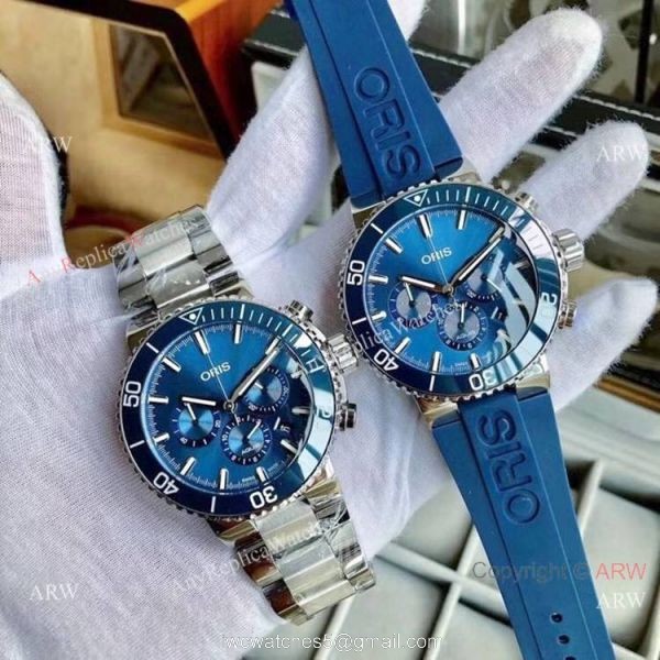 High Quality Oris Artelier Chronograph Copy Watch Blue Dial 2