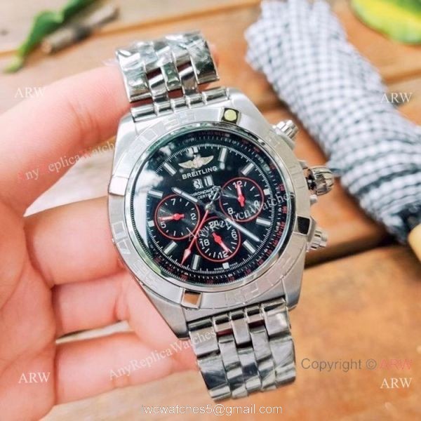 New Copy Breitling Chronometer Chronomat B01 Watches Brown Leather Strap 2