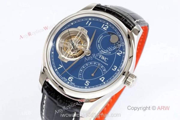 New! Swiss Replica IWC Portugieser Constant Force Tourbillon Watch Blue Dial 2