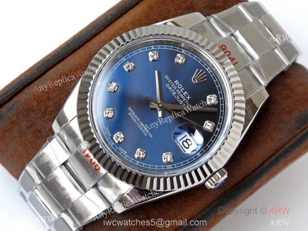 Super Clone Rolex Datejust II VR Factory 3235 Blue Diamond Dial Watch 41mm 2