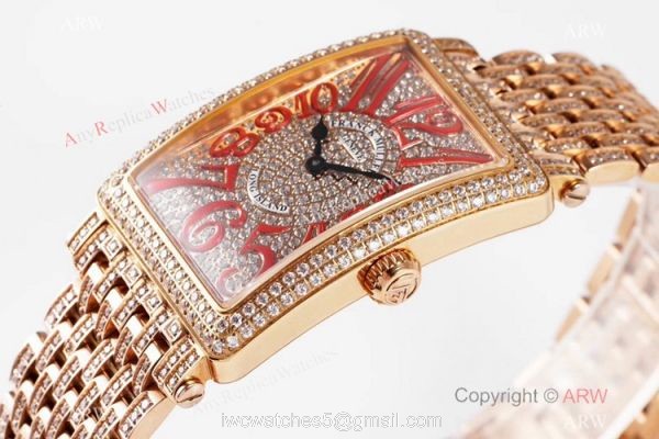 New! Franck Muller Long Island Full Diamond Rose Gold 1:1 Best Quality Watch 2