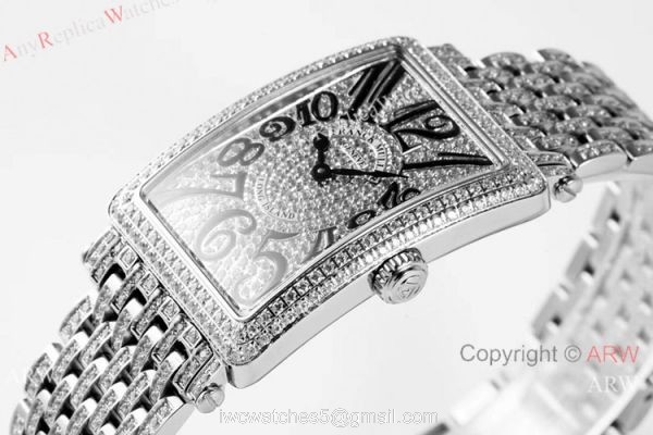 New! Iced Out Franck Muller Long Island Replica Watch Swiss Quartz 2