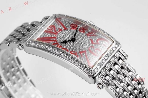 New! Swiss Replica Franck Muller Long Island Watch Iced Out Stainless Steel 2