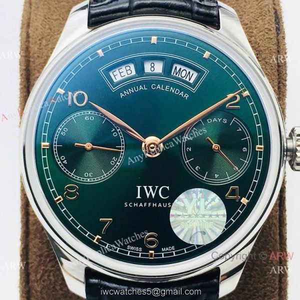 Swiss Grade 1 IWC Portuguese Annual Calendar Olive Green Watch YL Factory v2 Version 2