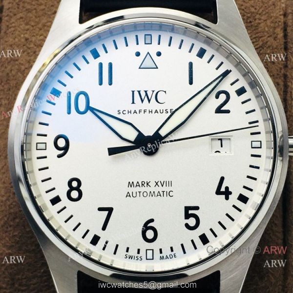 Swiss Replica IWC Pilots Mark XVIII White Dial Men Watch ETA2892 2