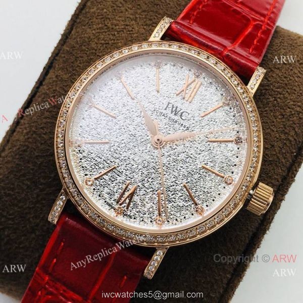 Swiss Copy IWC Portofino Rose Gold Diamond Bezel Lady Watch 2