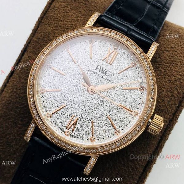 Swiss Copy IWC Portofino Ladies Watch Rose Gold Diamond Bezel 2