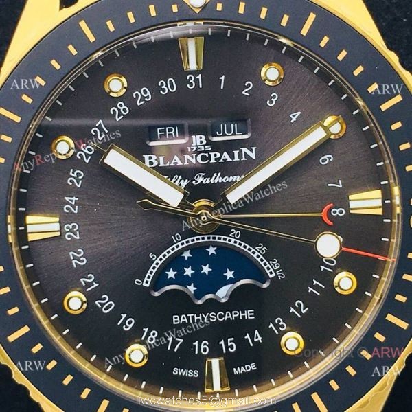 2020 New! Swiss Copy Blancpain Fifty Fathoms Bathyscaphe 5054 Watch Black Moon Dial 2