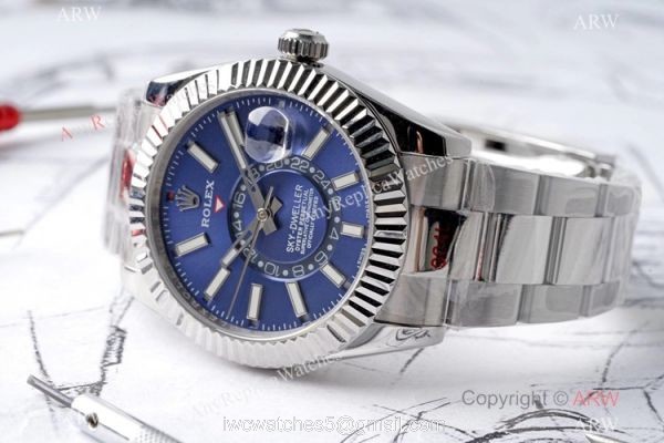 Swiss Copy Rolex Sky-Dweller Watch Bue Dial 904L Steel Swiss 9001 Movement 2
