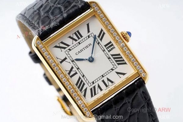 New! AF Factory Cartier Tank Solo Replica Watch Gold and Diamond 2