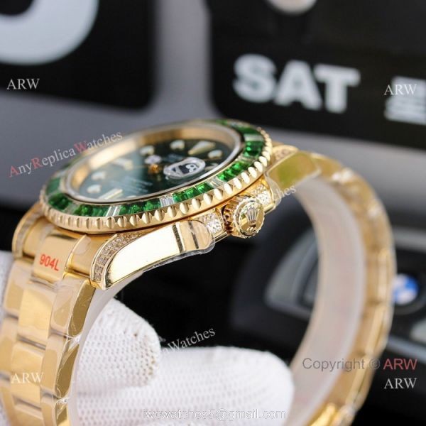 JH Factory Copy Rolex Submariner ETA2836 Gold Green Watch 2