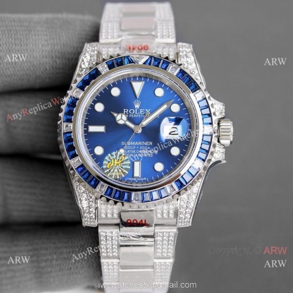 JH Factory Copy Rolex Submariner Iced Out Watch Swiss 2836 Diamond Band 2