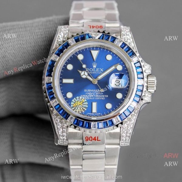 JH Factory Replica Rolex Submariner ETA2836 Watch Black Diamond Case 2