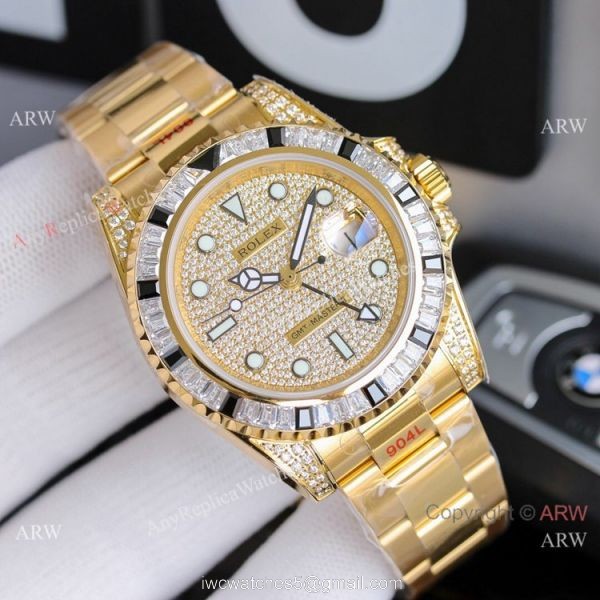 JH Factory Rolex GMT-Master II ETA2836 Watch BlackWhite Diamond Bezel 2