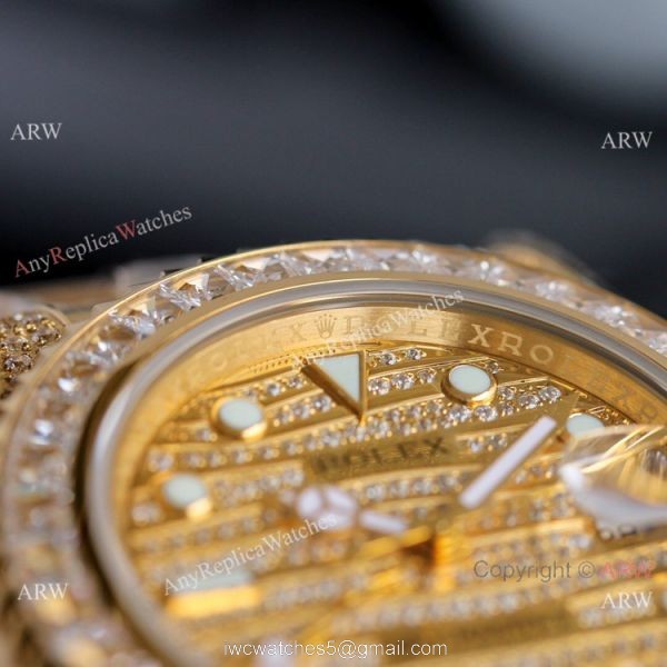 JH Factory Swiss Replica Rolex GMT-Master II Watch Diamond Dial Yellow Gold 2