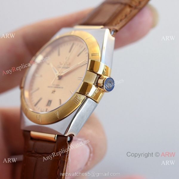New! Swiss Replica Omega Constellation Gents 39mm Watches Gold Face Diamond Markers 2