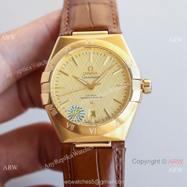 New! Swiss Grade Omega Constellation Gents Watches Green Leahter Strap 2