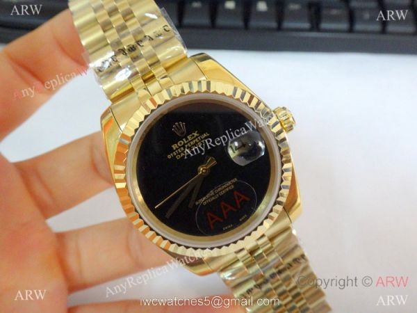 New Copy Rolex Datejust Onyx Dial Yellow Gold Jubilee Watch 36mm 2