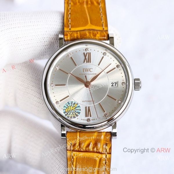 Swiss Replica IWC Portofino Stainless Steel Rhodium Dial Watch 37mm 2