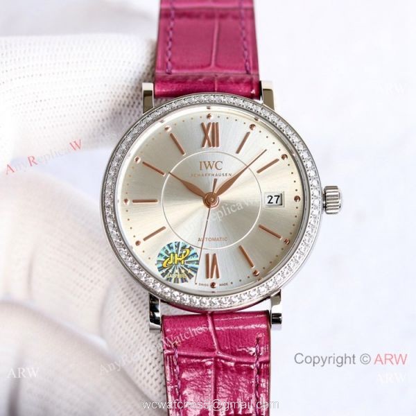 Swiss Replica IWC Portofino Blue Dial Diamond Watch 37mm Lady 2