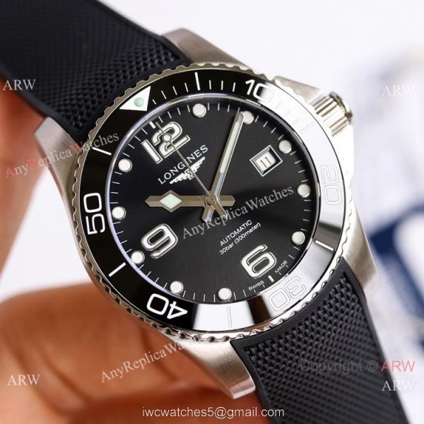 Swiss Copy Longines Hydroconquest Watch Black Ceramic Rubber Strap 2