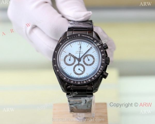 New Style Omega Speedmaster Chronograph Black Steel Watches 2