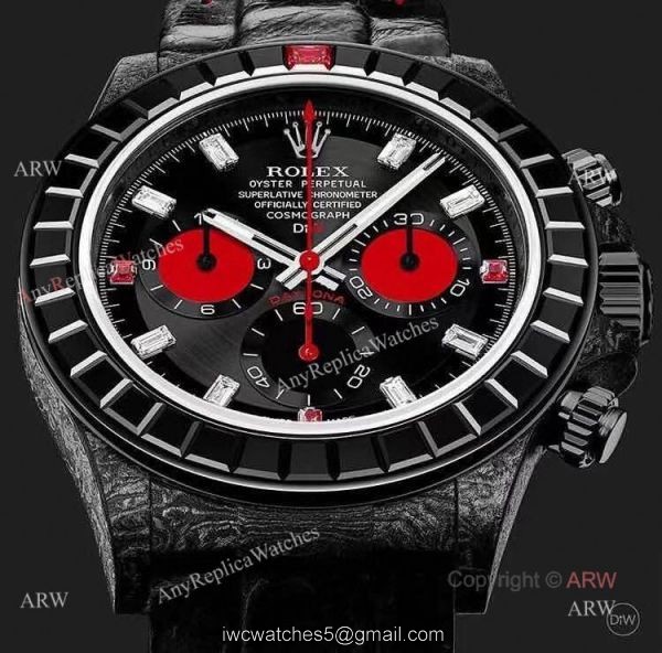 High Quality Replica Rolex Daytona Rainbow Black Carbon Swiss Quartz Watch 2