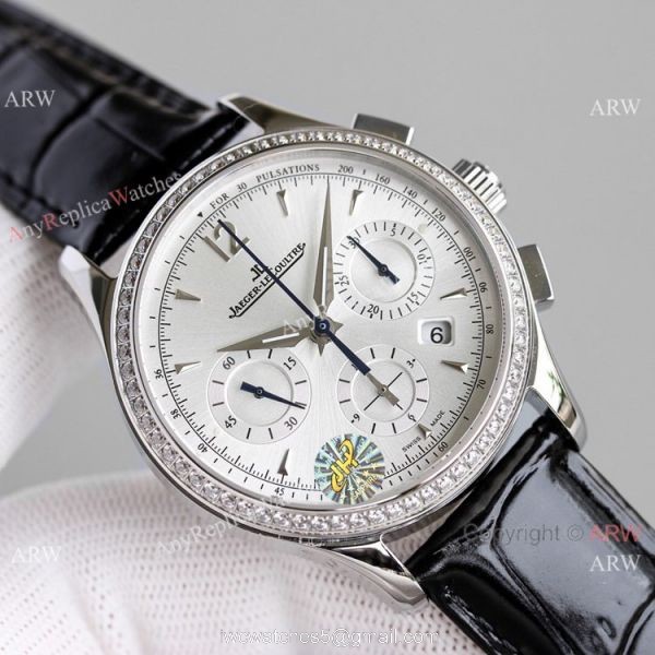Swiss Fake Jaeger-LeCoultre Master Chronograph Watch Diamond Bezel 2