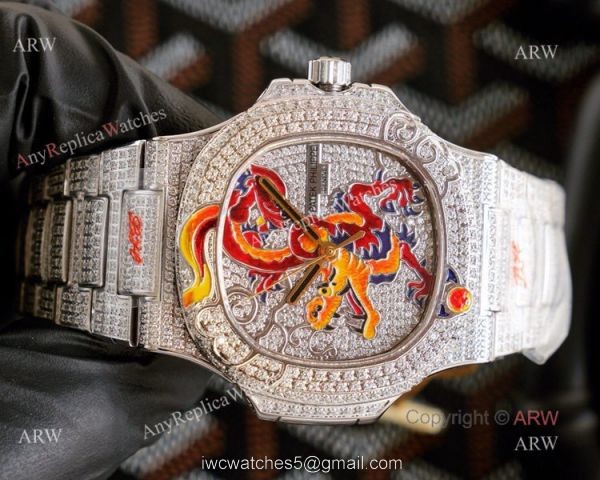 Mens Patek Philippe Nautilus Iced Out Diamonds With Dragon Dial Ref 5720 Limited Edition Watch Replica 2
