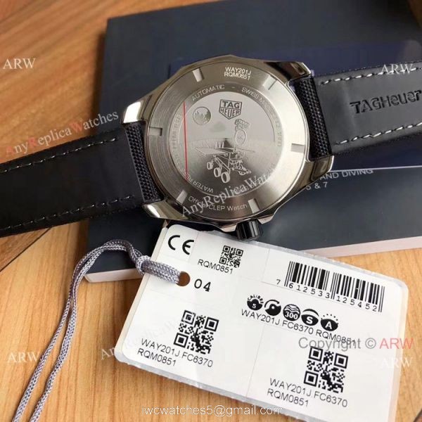 Super Clone TagHeuer Aquaracer Calibre 5 Watch Black Leather Strap 2