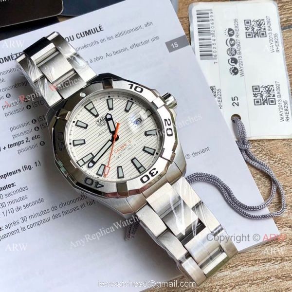Swiss Clone TagHeuer Aquaracer Calibre 5 Watch White Dial Automatic 2