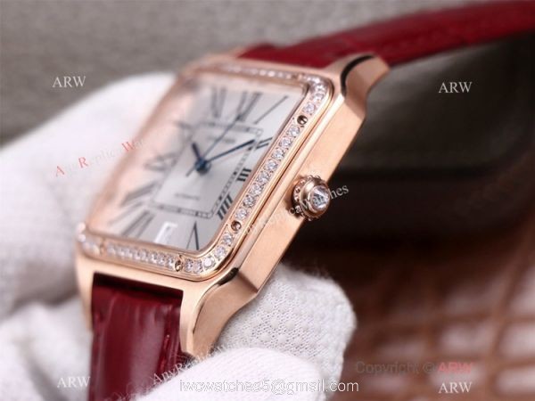 AAA Replica Cartier Santos-Dumont Swiss 9015 Couple Watch Diamond Bezel 2